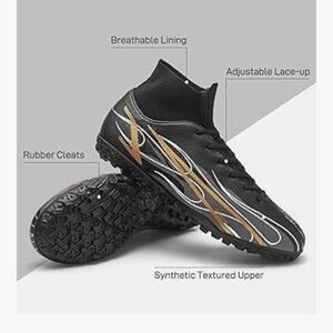 Kids Black and Gold Soccer Cleats